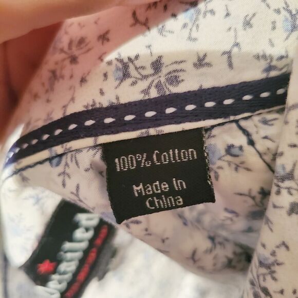 Detailed Button Down Shirt Blue White Size XL - Picture 8 of 12